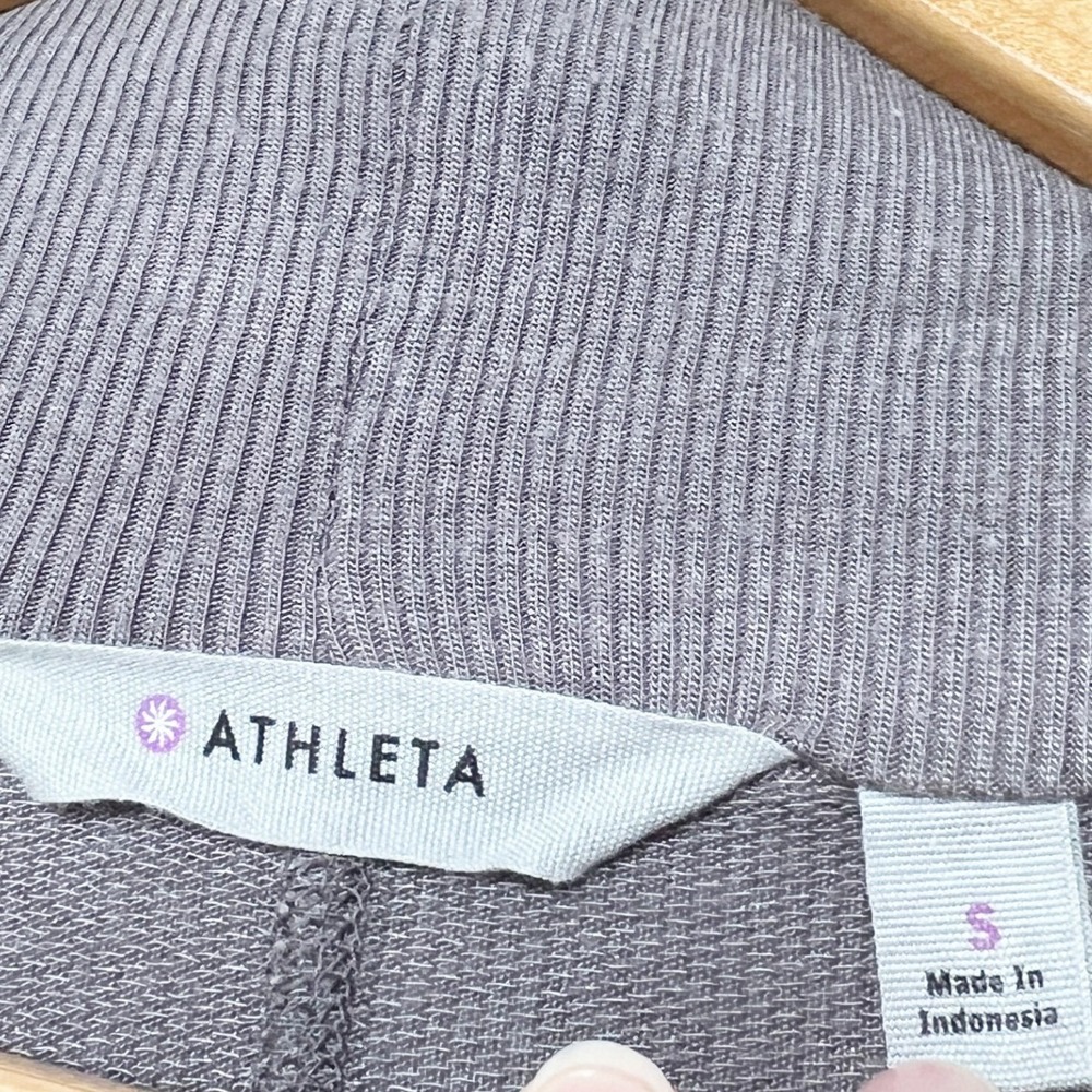 Athleta Pranayama Restore Wrap Cardigan Grey Open Front Pockets Small - Picture 6 of 8